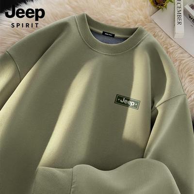 JEEP SPIRIT Men's Heavyweight Fleece-Lined Crewneck Sweatshirt