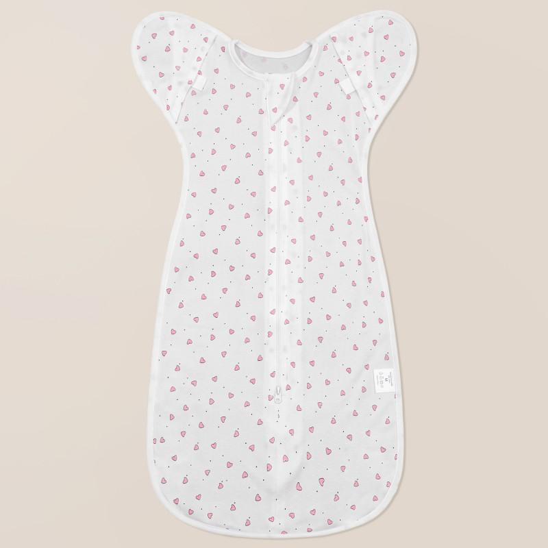 Baby Cotton Swaddle Blanket Newborn Sleep Sack Wrap Arms Up Design Stretchable Sleeves