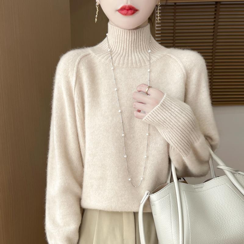 Women's Cashmere Sweater Qinghe Cashmere 30% Cashmere 70% Wool Warm and Fashionable All-match Autumn and Winter