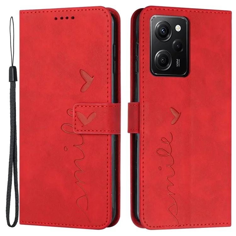 

For Xiaomi Redmi Note 12 Pro Speed 5G / Poco X5 Pro 5G Phone Leather Case Heart Shape Stand Wallet Phone Cover with Strap