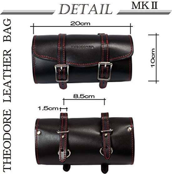 THEODORE Leather Saddle Bag Italian Cowhide Leather Black Stitch (MK Red)