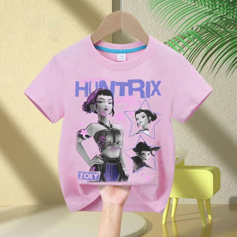 KPop Demon Hunters Rumi Zoey Mira 2025 Neck Cartoon Boys Tee Kids Girls T-shirt Print Fashion Casual Tops Casual Girl Clothes