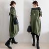 Plus Size Women Round Neck Patchwork Dress Loose Elegant Lightweight Autumn Daily Wear