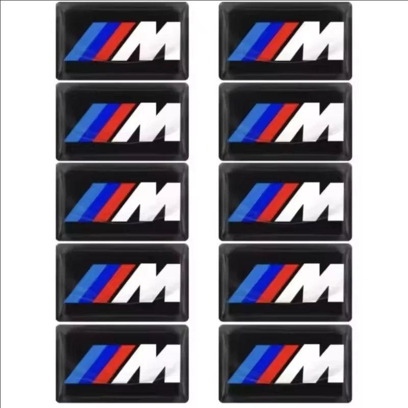 For BMW  E84 25/10pcs M Logo Car Steering Wheel Hub Caps Center Emblem Badge Sticker For BMW M E34E36 E60 E90 E46 E39 E70 F10 Motorcycle Decal