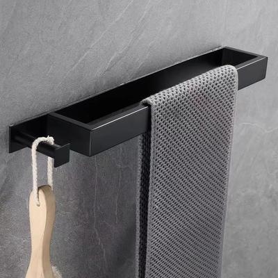 Paslanmaz Çelik Banyo Havlu Askısı Kancalı Yapışkanlı Duvara Monte Lavabo Siyah Fırçalanmış Stand Havlu Askısı Raf Ücretsiz Delme