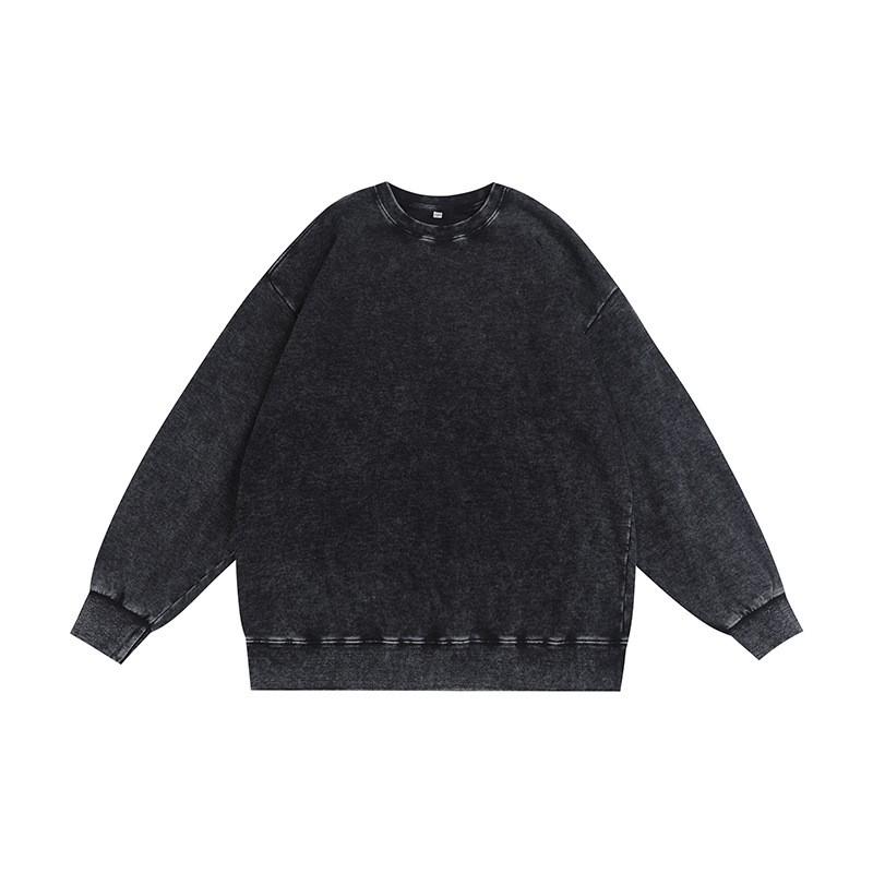 Übergroßes gewaschenes Vintage-Baumwoll-Sweatshirt Unisex lockere Passform Rundhalsausschnitt Langarm Streetwear