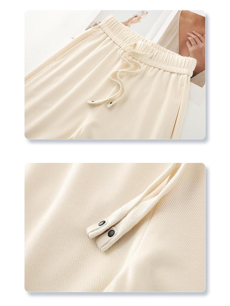 Women's 2025 Dark Brown Floor-Length Wide-Leg Pants - Slimming Loose Fit for Pear-Shaped Body, Ideal for Spring and Autumn