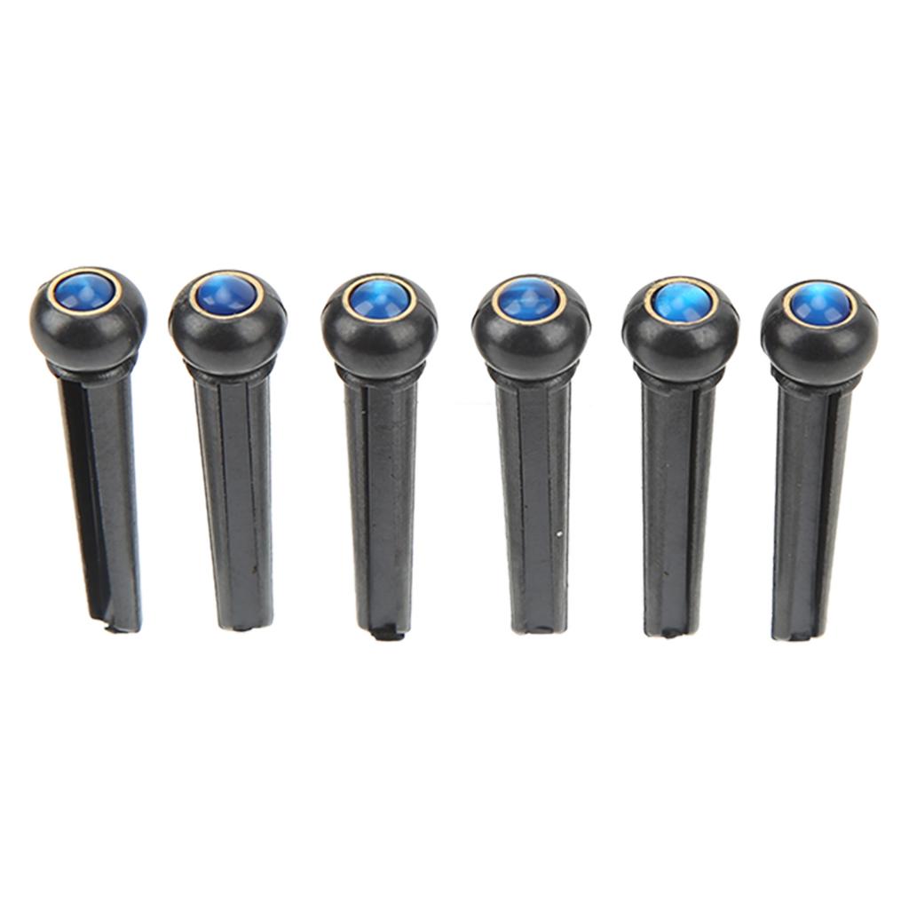 6Pcs Black Guitar Bridge Pin Kit Decorative Robust Clarity Increasing Guitar Bridge Pin Replacement