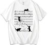 Personalized Fun Sheet Music Cat Print Short-Sleeved Creative Five-Line Staff Music Accessories Trendy Men's and Women's T-Shirt