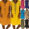 Stylish Summer Women's Short Sleeves V-neck Tunic Midi Dress For Plus Size Fashion