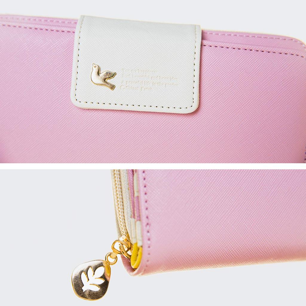 Donalee Long Wallet, Zip-Around, Bifold, for Girls and Women (NavyPink)