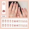 Fashionable Short Square Valentines Day False Nail French Tips Heart Designs Press On Nail Artificial Nail for Women