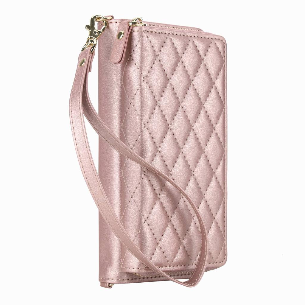 WEFOR Crossbody Wallet Case for Samsung Galaxy Z Fold 7 6 5 4 3 RFID Zipper Flip Cover Card Slots Kickstand Wrist Strap Purse