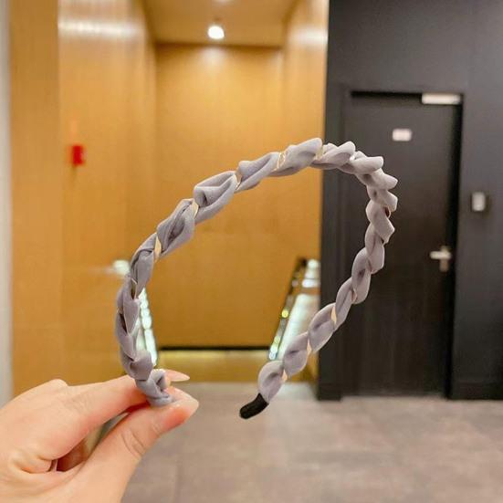 Women Headband Anti-Slip Teeth Mesh Yarn Twist Soft Braided Texture Hair Hoop Washing Face Headband Hair Accessory