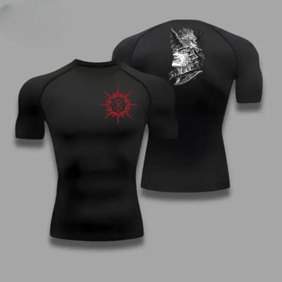 Camiseta de Compressão Masculina para Treino Secagem Rápida Estampa Tripas Top Respirável Absorvente de Suor Ajuste Justo Camiseta de Fitness Resistente ao Suor