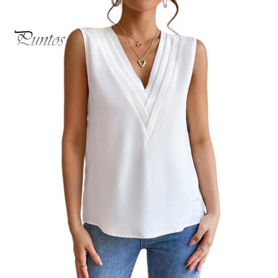 

Женский летний повседневный жилет с v-образным вырезом без рукавов, многослойный пуловер с воротником, топы, однотонная футболка без рукавов, уличная одежда S белый