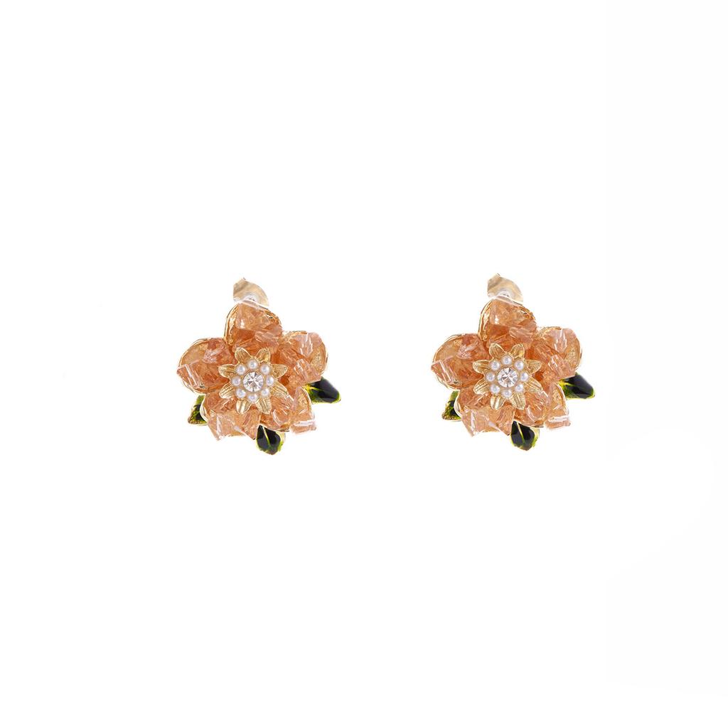 Diamond-Encrusted Pearl Flower Stud Earrings For Women, Exquisite Earrings, Niche Summer Light Luxury Ear Jewelry For Women