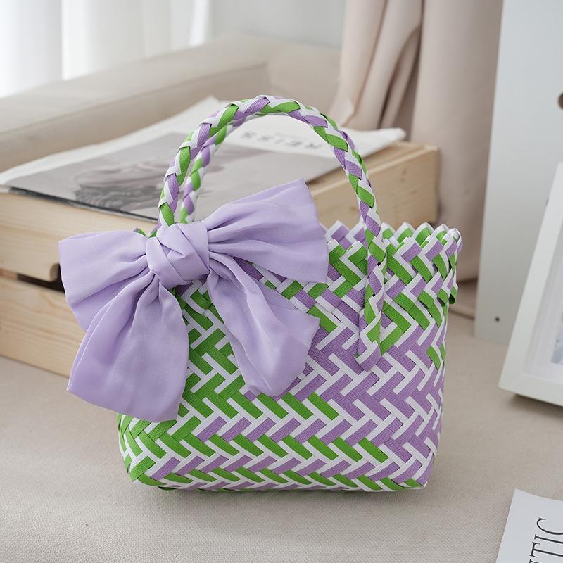 Elegant Bowknot Accent Basket for Weddings Holiday Gatherings and Travel Uses