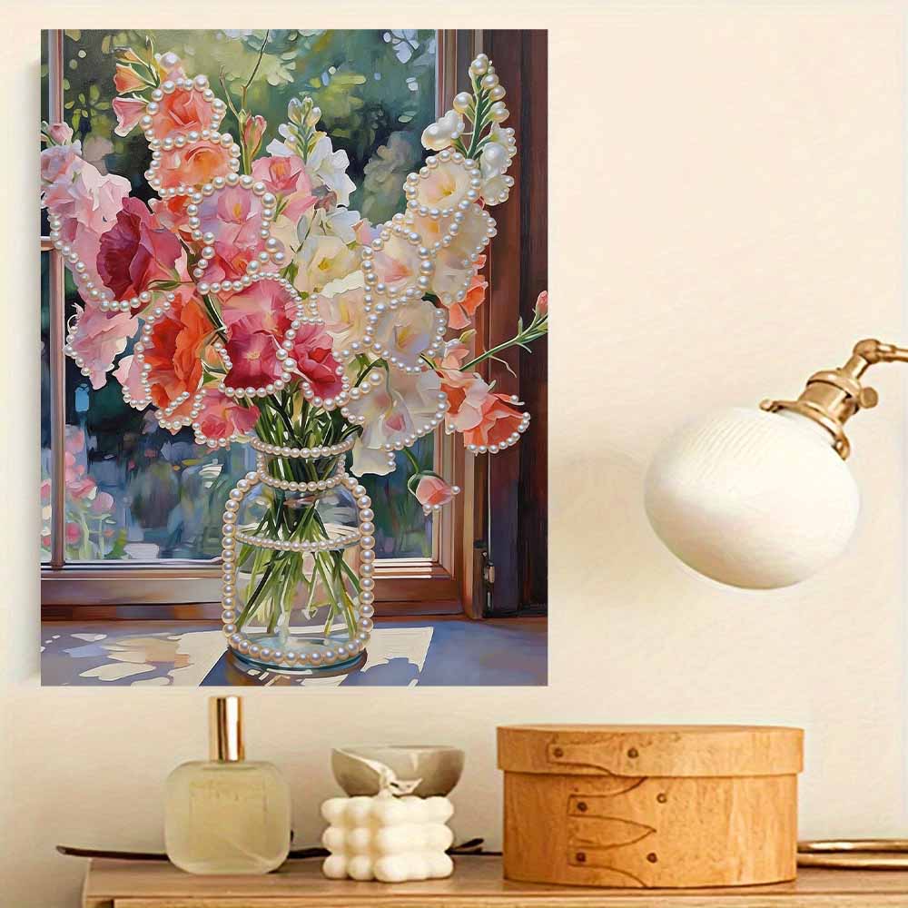 Unique DIY Pearl Gem Painting Kit 30x40cm Beautiful Flowers Frameless Art Perfect Handmade Gift for Adults Home Wall Decor for Any Occasion