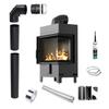 Fireplace KRATKI LUCY Right 12kW Ø200 BLACK Built-in Set with Closing