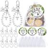 20 Sets Angel Keychains Favor, Pearl Angel Keychain Gifts Bulk Guardian Angel Pendant Keychain With Thank You Tags Organza Bag