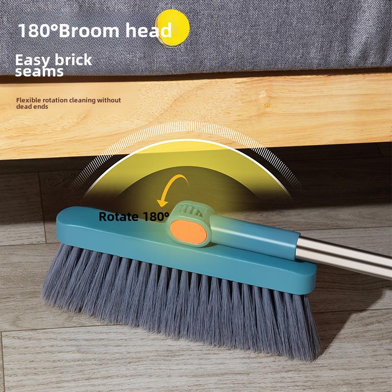 Klappbarer Drehbarer Besen & Kehrschaufel Set: Vergrößerter, Verdickter Besen mit Weichen Borsten und Worfschaufel