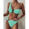 Women's Sexy One-Shoulder Split Swimsuit: Solid Color, Tight-Fitting Bikini Accessory