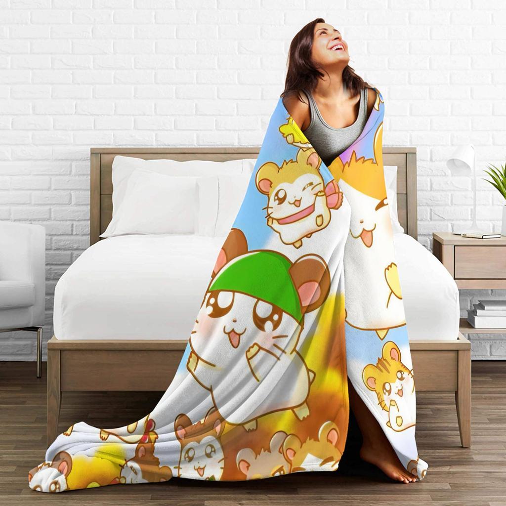 Cute Hamtaro  Warm Soft Blanket  Kids Adult Plush Throw Blanket Comfortable Couch Chair Flannel Bedspread Sofa Bed Cover