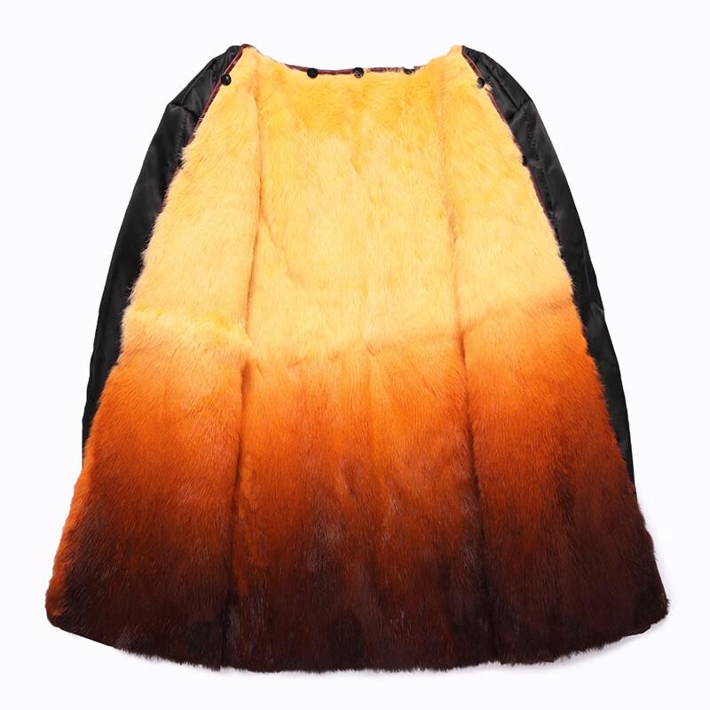 FengXun Men's Winter Wool Blend Overcoat with Removable Rex Rabbit Fur Liner and Fox Fur Collar