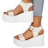 Thick Bottom Women's Wedge Heel Sandals Summer 2025 Buckle Strap Chunky Platform Sandals Woman Fashion Plus Size Beach Sandalias