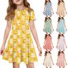 Girl Summer Dress Color & Print Short Sleeve Dress With Pocket Casual Dress Shorts Sleeve Party Dress Easter Day