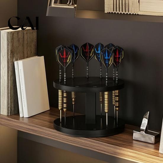 Dart Storage Shelf Acrylic Holder Stand, 12 Slots Holder, Round Compact Desktop Box Tabletop Display Rack, Space Saving Rack for Game Room