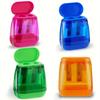 4PCS Dual-Hole Pencil Sharpeners with Lid and Shavings Container, Portable Manual Sharpener Set for Colored Pencils.