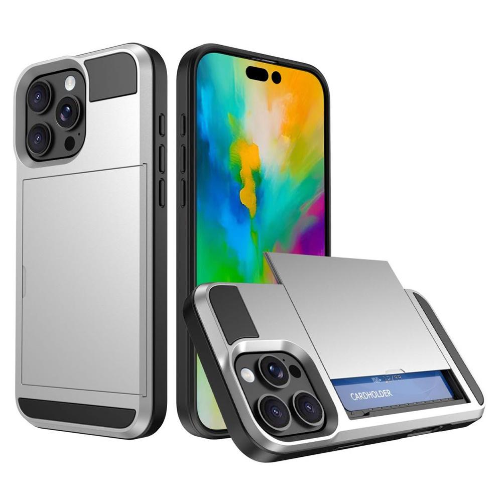 

For iPhone 16 Pro Max Case with Sliding Card Holder PC+TPU Phone Back Cover D