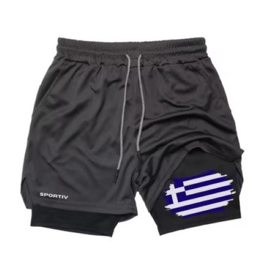 Camouflage Greece Flag Muay Thai Kick Boxing Shorts Men Women Unisex Casual Sportswear Double Layer Quick Dry Training Sport Gym Fitness Workout