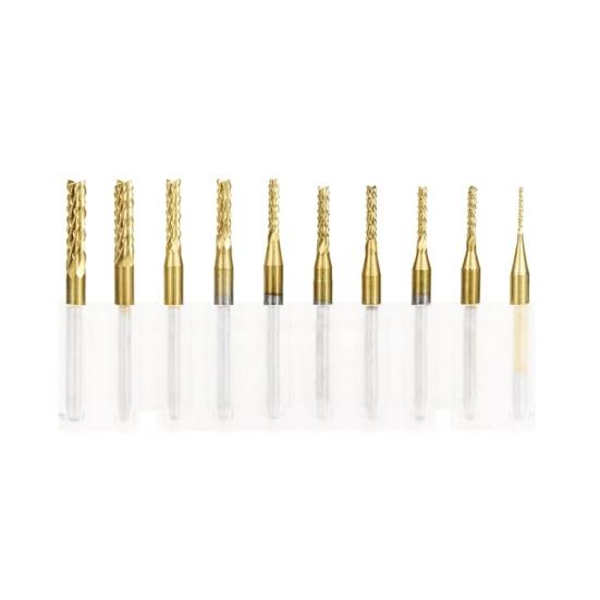 10Pcs 1-3mm Edge Titanium Coated Milling Cutter Woodworking Engraving Bit Tool