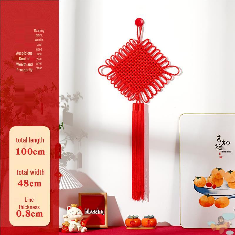 Small Red Chinese Knot Pendant: Good Luck & Wealth Fu Gourd Peace Lover’s Tassel Decoration
