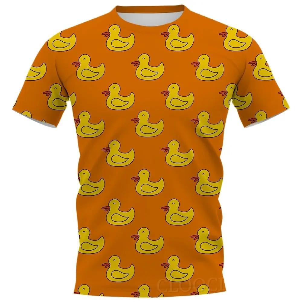 Módní malá žlutá kachna kreslený vzor 3D tištěné pánské tričko Street Fashion Harajuku s výstřihem do O Pohodlné letní topy