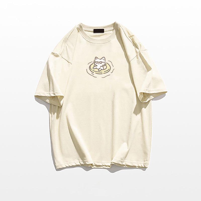 

Женская модная черная футболка из чистого хлопка свободного кроя с коротким рукавом 2025 XL абрикосовый