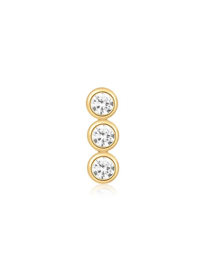 Gold Triple Stone Bezel Barbell Single Piercing E070-05G