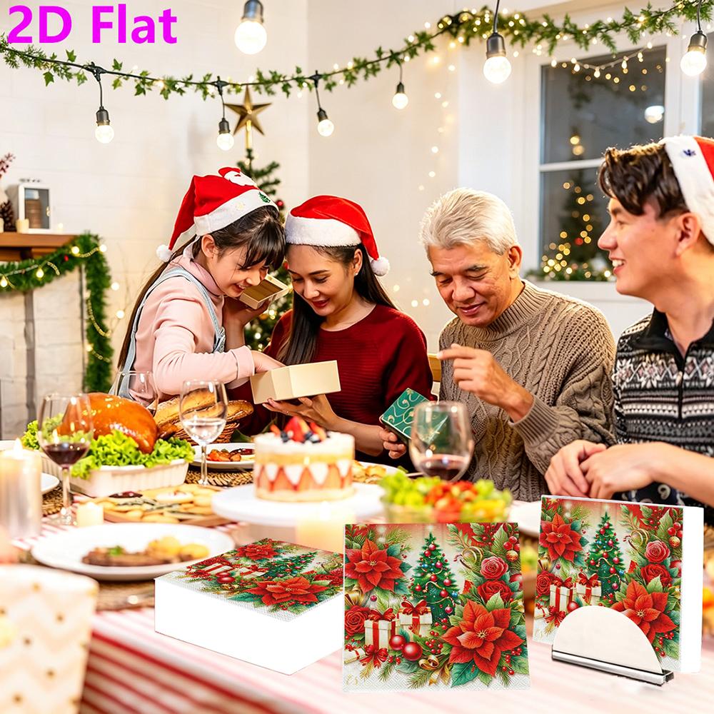 20pcs Disposable Napkins with Santa Claus, Christmas Tree Print for Wedding,Parties,and Daily Use for Thanksgiving Fall Christmas Table Decoration