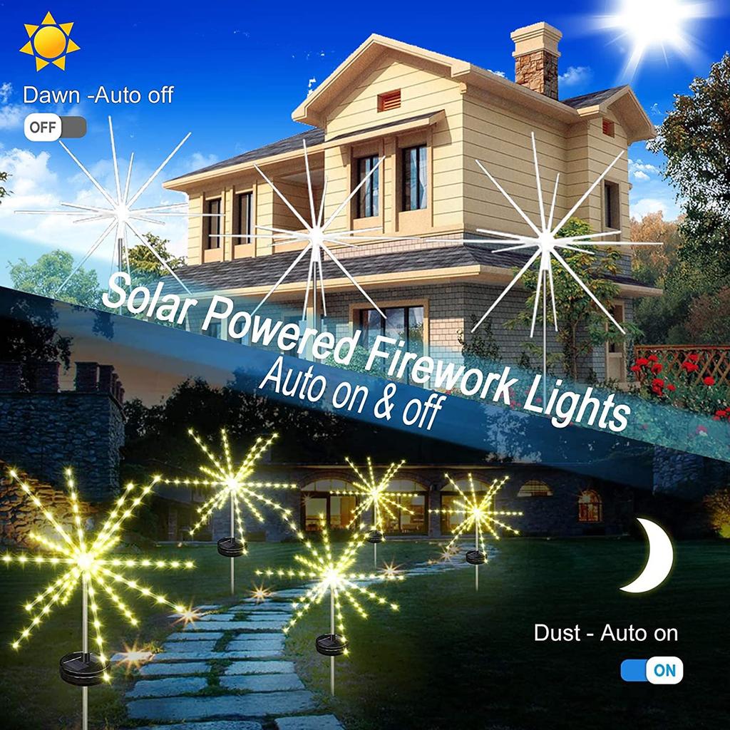 Solar Landscape Lights Outside Waterproof Solar Meteor Showers Light Remote Control Dimmable Timing for Garden Patio Yard Decor