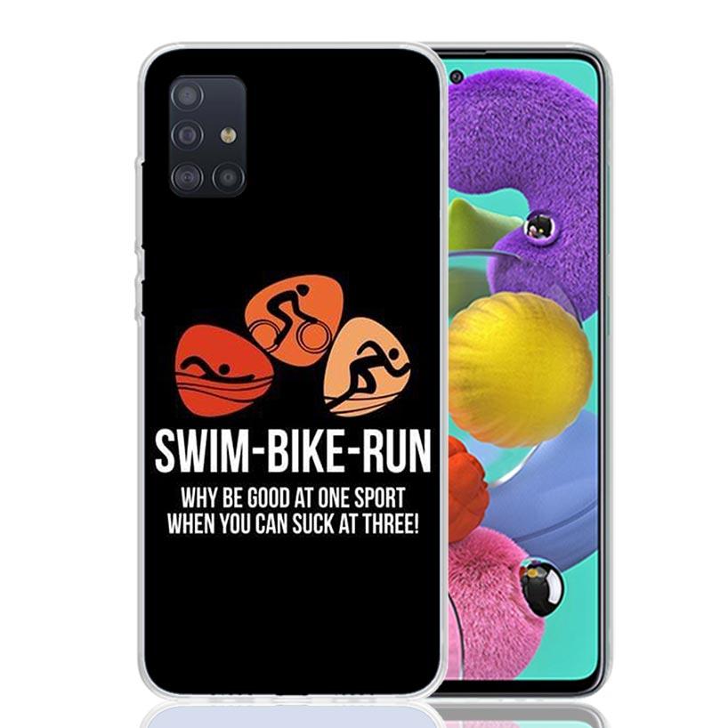 Triathlon Swim Bike Run Phone Case for Samsung Galaxy A52 A51 A50S A12 A22 A32 A72 A10S A30S A31 A71 Note 20 Ultra 10 Plus S10 G