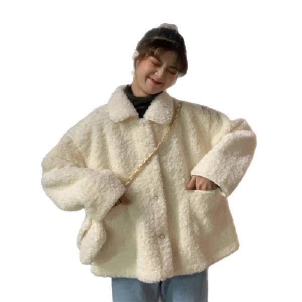 Women's Short Lapel Lambswool Coat - Autumn/Winter 2025: Casual, Warm, Stylish, Fashionable Outerwear