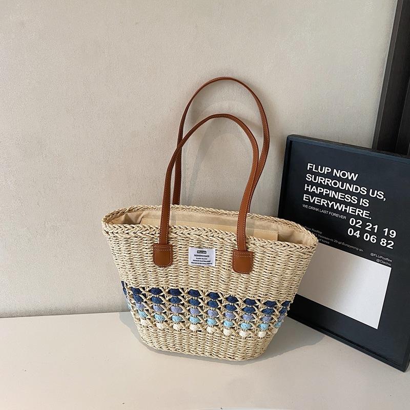 

Новая плетеная соломенная сумка на плечо пляжная сумка большой вместимости сумка-корзина для овощей портативная сумка-тоут женская сумка