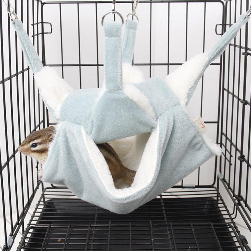 Hamster Hammock Double Layers Flannel Pet Hanging Bed Swing Warm Nest Small Pet Sleeping House for Winter Fall