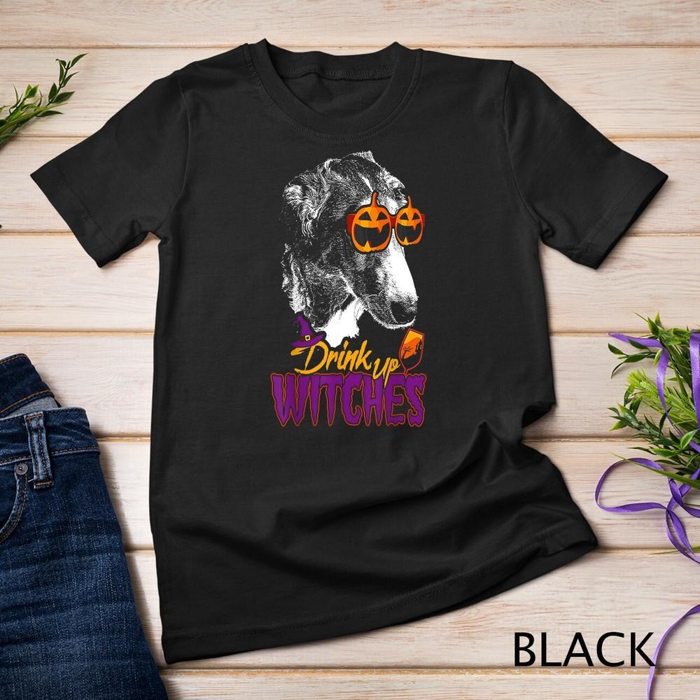 Borzoi Drink Up Witches Funny Halloween Unisex T-shirt S