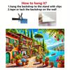 2D Mediterranean Village with Colorful Flowers Wall Decor Tapestry
