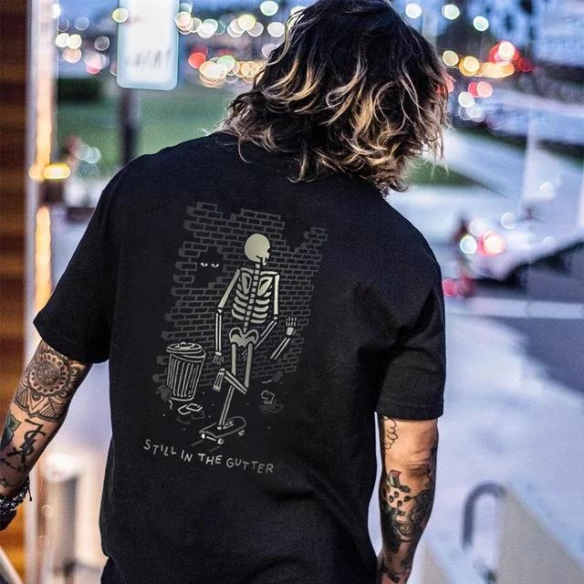 Creative Punk Skulls Men Tshirts Summer Hip-hop Gothic Short-sleev Tops Fashion Heavy Metal Rock Clothes Ropa Hombre Camisetas