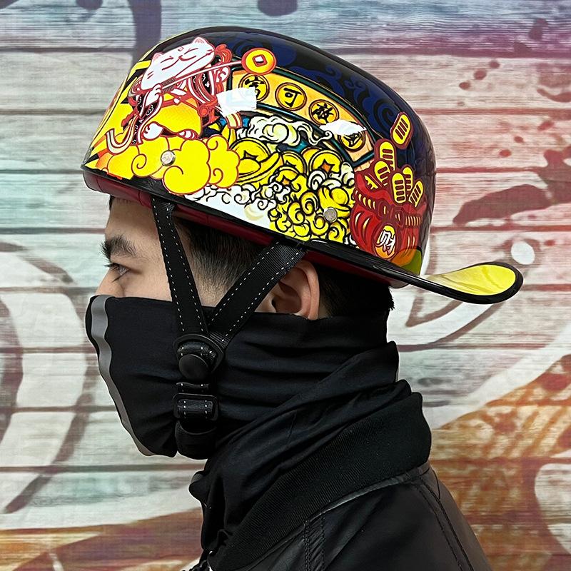 Harley Vintage Helmets Men's and Women's Electric Car Half Helmets Baseball Caps Scooters Helmets Peaked Helmets Gangster DS Personality